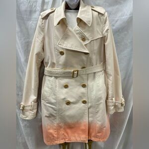 Cream Trench Coat with Orange ombré accent.